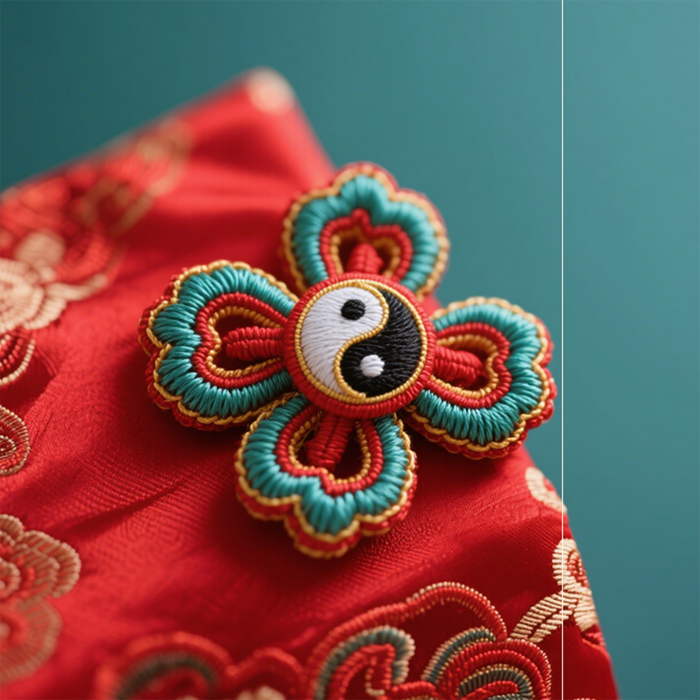 Traditional Chinese fabric ornament with Yin-Yang symbol